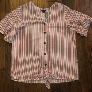 Button up, tie front shirt